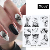 Yeknu 1Pc Spring Water Nail Decal And Sticker Flower Leaf Tree Green Simple Summer DIY Slider For Manicuring Nail Art Watermark