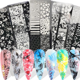 Yeknu Nail Art Stamping Plate Nail Template Gel Printing Stencil Mermaid Flower Leaf Heart Ocean Design Nail Polish Mold NLFB01-06