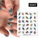 Yeknu 1Pc Spring Water Nail Decal And Sticker Flower Leaf Tree Green Simple Summer DIY Slider For Manicuring Nail Art Watermark