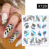 Yeknu 1Pc Spring Water Nail Decal And Sticker Flower Leaf Tree Green Simple Summer DIY Slider For Manicuring Nail Art Watermark