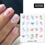 Yeknu 1Pc Spring Water Nail Decal And Sticker Flower Leaf Tree Green Simple Summer DIY Slider For Manicuring Nail Art Watermark