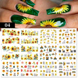 Yeknu 12 pattern/sheet Colorful French Nail Stickers Manicure Rainbow Wave Summer Neon Geometric Lines Water Nail Decals Set