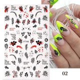 Yeknu 1 Sheet 3D Nail Sticker Blooming Ink Marble Flower Leaves Line Sliders French Tip Nails Decals Sticker DIY Decoration