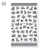 Yeknu 1 Sheet 3D Nail Sticker Blooming Ink Marble Flower Leaves Line Sliders French Tip Nails Decals Sticker DIY Decoration