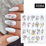 Yeknu 1Pc Spring Water Nail Decal And Sticker Flower Leaf Tree Green Simple Summer DIY Slider For Manicuring Nail Art Watermark