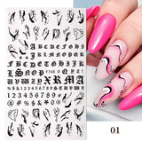 Yeknu 1 Sheet 3D Nail Sticker Blooming Ink Marble Flower Leaves Line Sliders French Tip Nails Decals Sticker DIY Decoration