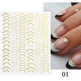 Yeknu 1 Sheet 3D Nail Sticker Blooming Ink Marble Flower Leaves Line Sliders French Tip Nails Decals Sticker DIY Decoration