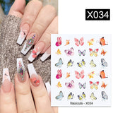 Yeknu 1Pc Spring Water Nail Decal And Sticker Flower Leaf Tree Green Simple Summer DIY Slider For Manicuring Nail Art Watermark