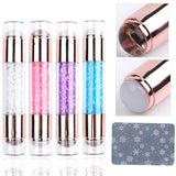 Yeknu Long Cylinder Nail Stamper Dual Head Silicone Sets Clear Milky Nail Gel Polish Transfer Template Pen Image Stencil Tool NL1836