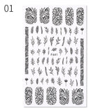 Yeknu 1 Sheet 3D Nail Sticker Blooming Ink Marble Flower Leaves Line Sliders French Tip Nails Decals Sticker DIY Decoration