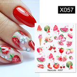 Yeknu 1Pc Spring Water Nail Decal And Sticker Flower Leaf Tree Green Simple Summer DIY Slider For Manicuring Nail Art Watermark