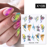 Yeknu 1Pc Spring Water Nail Decal And Sticker Flower Leaf Tree Green Simple Summer DIY Slider For Manicuring Nail Art Watermark