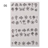 Yeknu 1 Sheet 3D Nail Sticker Blooming Ink Marble Flower Leaves Line Sliders French Tip Nails Decals Sticker DIY Decoration