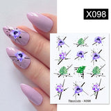 Yeknu 1Pc Spring Water Nail Decal And Sticker Flower Leaf Tree Green Simple Summer DIY Slider For Manicuring Nail Art Watermark