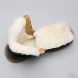 Yeknu Natural Wool Winter Boots Warmest Handmade Men Winter Shoes Genuine Leather Snow Boots