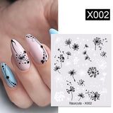 Yeknu 1Pc Spring Water Nail Decal And Sticker Flower Leaf Tree Green Simple Summer DIY Slider For Manicuring Nail Art Watermark