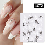 Yeknu 1Pc Spring Water Nail Decal And Sticker Flower Leaf Tree Green Simple Summer DIY Slider For Manicuring Nail Art Watermark