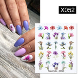 Yeknu 1Pc Spring Water Nail Decal And Sticker Flower Leaf Tree Green Simple Summer DIY Slider For Manicuring Nail Art Watermark