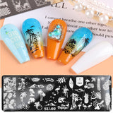 Yeknu Nail Art Stamping Plate Nail Template Gel Printing Stencil Mermaid Flower Leaf Heart Ocean Design Nail Polish Mold NLFB01-06