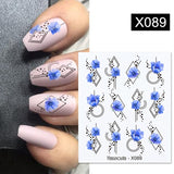 Yeknu 1Pc Spring Water Nail Decal And Sticker Flower Leaf Tree Green Simple Summer DIY Slider For Manicuring Nail Art Watermark