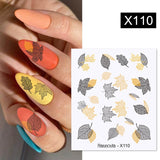 Yeknu 1Pc Spring Water Nail Decal And Sticker Flower Leaf Tree Green Simple Summer DIY Slider For Manicuring Nail Art Watermark