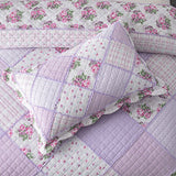 Yeknu Single Double Bed 100%Cotton Purple 3pcs Printed Quilted Quilt Pillowcase Free Shipping len?ol de cama casal ?????