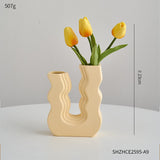 Yeknu Morandi Color Vase  Room Decoration Accessories Geometric Art Vases Ceramic Products Nordic Home Decor Christmas Decoration