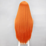 Yeknu Orange Synthetic Wigs Long Straight Wigs With Bangs For Women  Pink Red Cosplay Party Daily Use Natural Hair
