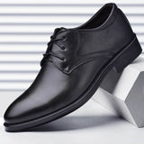 Yeknu Plus Size Man Shoes Formal Black Leather Shoes for Men Lace Up Oxfords for Male Wedding Party Office Business Casual Shoe Men