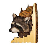 Yeknu 3D Animal Carving Handcraft Wall Hanging Sculpture Raccoon/Bear/ Deer/Wolf/Eagle Hand Painted Decorations for Home Living Room