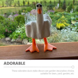 Yeknu Funny Little Duck Resin Figurine Ornament Decor Cute Middle Finger Duck Resin Craft Decor Sculpture Statue For Desktop Gift