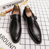 Yeknu Men Leather Shoes Fashion Luxury Wedding Shoes Mens Loafers Moccasins Driving Walking Shoes for Men Party Classic Buckle Busines