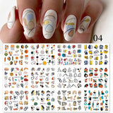 Yeknu 12 pattern/sheet Colorful French Nail Stickers Manicure Rainbow Wave Summer Neon Geometric Lines Water Nail Decals Set