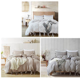 Yeknu Unique Lace Up Design Thickened Washed Cotton Queen Bed King Size Bedding Sets Duvet Cover with Pillowcases No Sheets