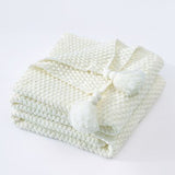 Yeknu Nordic Knitted Blanket for Sofa Shawl Macrame Tassel Pompom Knitted Bedspread Blanket