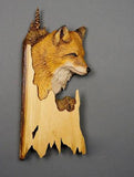 Yeknu 3D Animal Carving Handcraft Wall Hanging Sculpture Raccoon/Bear/ Deer/Wolf/Eagle Hand Painted Decorations for Home Living Room