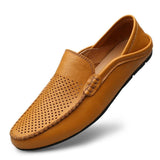 Yeknu New Soft Leather Shoes Fashion Men Casual Leather Shoes Slip On Men Loafers