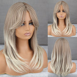 Yeknu Pink Gray With Bangs Long High Temperature Resistant Chemical Fiber Wig Lolita Fashion Party Wig