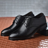 Yeknu Plus Size Man Shoes Formal Black Leather Shoes for Men Lace Up Oxfords for Male Wedding Party Office Business Casual Shoe Men