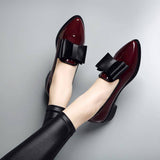 Yeknu Pointed Toe Women Flats Shoes Bow Women Shoes Patent Leather Casual Single Summer Ballerina Women Shallow Mouth Shoes