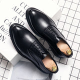 Yeknu Business Formal Leather Shoes Men Autumn Men Shoes Low-top Solid Wedding Shoes Color Fashion Oxford Pointed Office Shoes