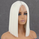 Yeknu Short Orange Wig Middle Part Blonde Lady Bob Hair Synthetic Heat Resistant Wig Cosplay Wig