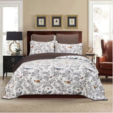 Yeknu Cama de Casal 3 Pe?a Impressa Flowers and birds Leve Suave Colcha Pillowcase Frete