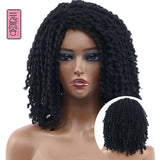 Yeknu 10Inches Braided Wigs  Afro Bob Wig Synthetic DreadLock Wigs For Black Woman Short Curly Ends Cosplay Yun Rong Hair