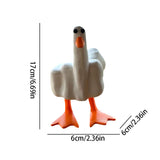 Yeknu Funny Little Duck Resin Figurine Ornament Decor Cute Middle Finger Duck Resin Craft Decor Sculpture Statue For Desktop Gift