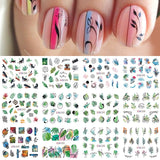 Yeknu 12 pattern/sheet Colorful French Nail Stickers Manicure Rainbow Wave Summer Neon Geometric Lines Water Nail Decals Set