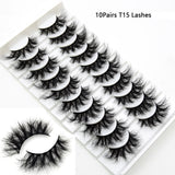 Yeknu 3/5/10pairs Faux Mink Eyelashes Thick Long False Eyelash Dramatic 3D Fake Eyelashes Makeup Lashes Fluffy Lash