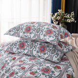 Yeknu 100% Cotton Double Bed Floral Red Flower 3pcs Printed Quilted Quilt Pillowcase Free Shipping de cama casal