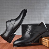 Yeknu Plus Size Man Shoes Formal Black Leather Shoes for Men Lace Up Oxfords for Male Wedding Party Office Business Casual Shoe Men