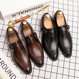 Yeknu Men Leather Shoes Fashion Luxury Wedding Shoes Mens Loafers Moccasins Driving Walking Shoes for Men Party Classic Buckle Busines